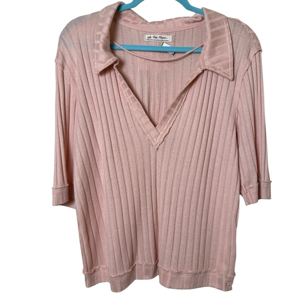 We The Free Pink V-Neck Shirt - Picture 1 of 5